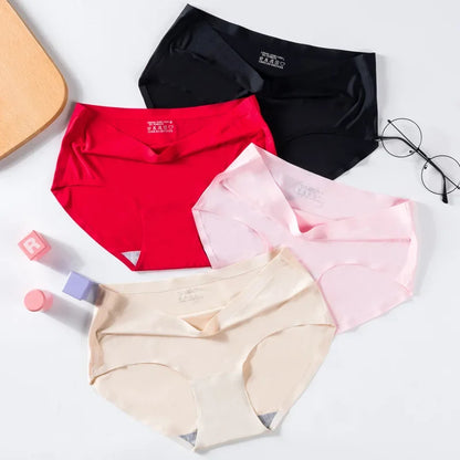 Seamless Ice Silk Comfort Panties For Women Mid-Waist