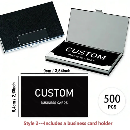 200/500/1000pcs Customizable Cards, Personalized Business Cards with Acrylic Storage Box, Waterproof Thank You Invitations