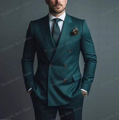 Men Business Formal Occasion Tuxedos Suit 2 Piece Set Blazer Pants