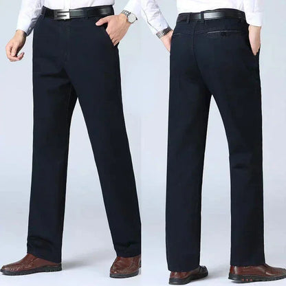 Summer Thin Cotton Men's Pants High Waist Straight Loose