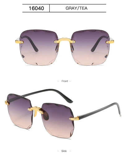 Sunglasses For Women ladies Rimless Diamond cutting Lens Brand Designer Ocean Shades