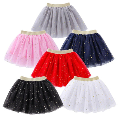 Girls Mesh Miniskirts Princess Stars Glitter Dance Ballet Tutu