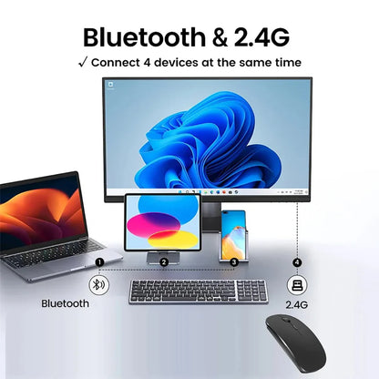 Keyboard Wireless Bluetooth 2.4G Rechargeable