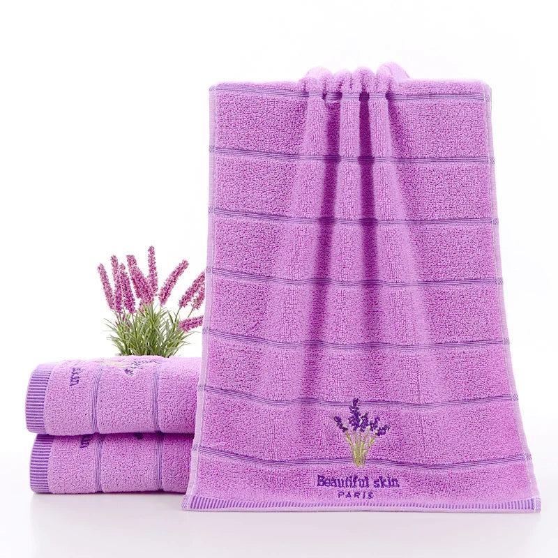 High Quality Towel Cotton Embroidery Lavender Aromatherapy Soft Hand Face Towel Set 34 X 74cm Hand Towel