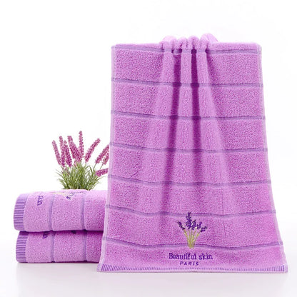 High Quality Towel Cotton Embroidery Lavender Aromatherapy Soft Hand Face Towel Set 34 X 74cm Hand Towel