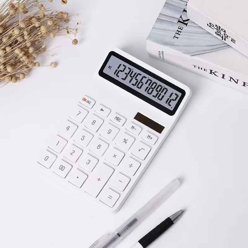 Solar Calculator with Dual Power Supply, 12 Digits, Electronic Calculator