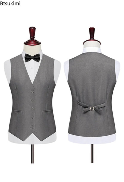 7XL 8XL Plus Size Slim Suit Vest Business Men's Dress Vest Fashion Solid Single Breasted V-neck Formal Waistcoats
