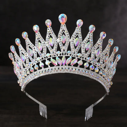 Baroque Large Crystal Crows Tiaras Diadem Comb For Bridal Wedding Party