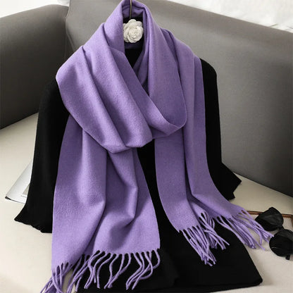 Color Solid Women Winter Scarf Warm Thicken Cashmere Shawl
