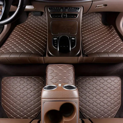 5Pcs Car Floor Mats PU Leather Waterproof Auto Foot Pad Protector pads Fashion Universal Car Carpet Cushion For All Seasons