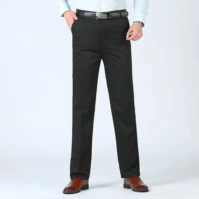 Summer Autumn Thick 100% Cotton Straight Leg Men's Pants