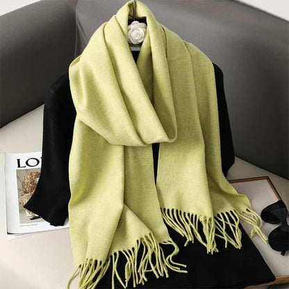 Color Solid Women Winter Scarf Warm Thicken Cashmere Shawl