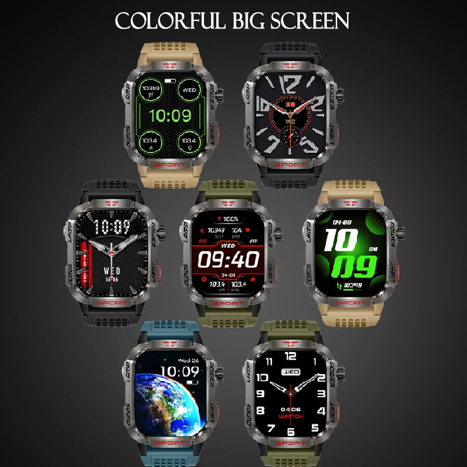 Men Military GPS Smart Watch Flashlight Compass Waterproof Outdoor Sport Tracker Bluetooth