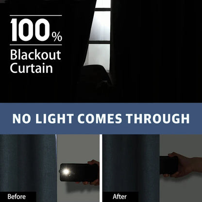 Linen 100% Blackout Curtains Water Proof Curtains for Living Room
