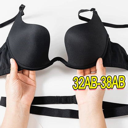 Women Push Up Bra Backless Bras Low Cut Sexy Plunge Brassiere Open Back Underwear Invisible Bra Seamless Deep U Lingerie