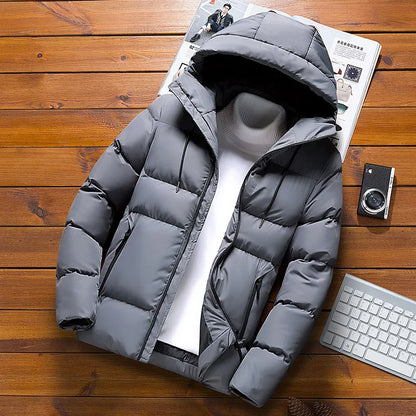 Men's Hooded Lightweight Cotton Puff Padded Coat Winter Jackets