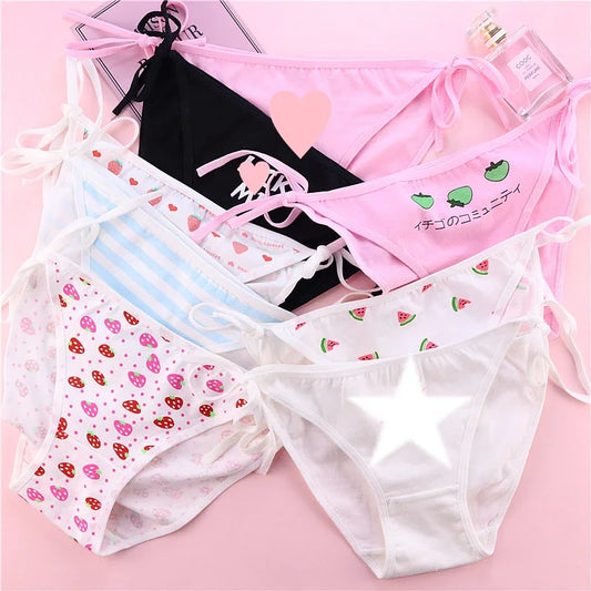 Women Funny Cotton Panties Hollow Out Seamless Briefs