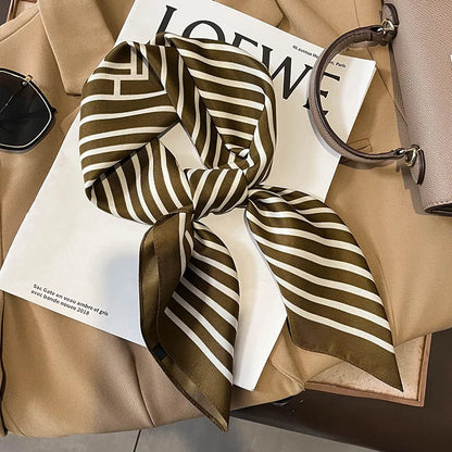 Luxury Brand Silk Satin Square Plaid Scarf