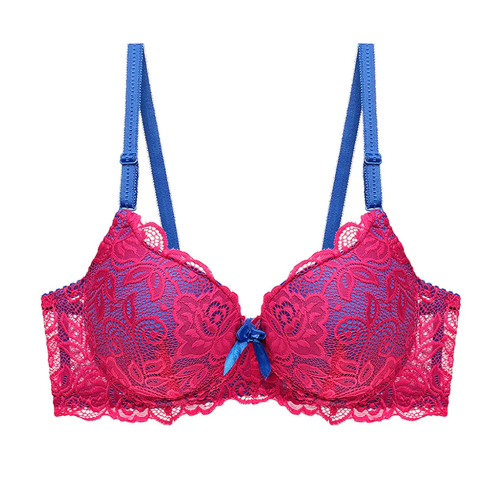 Women's Sexy Lace Underwire Bra Lightly Padded Push up Cup Everyday Bra 34 36 38 40 42 44 A B C
