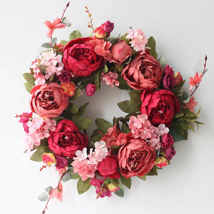 Home Decor Artificial Peony Front Door Wreath