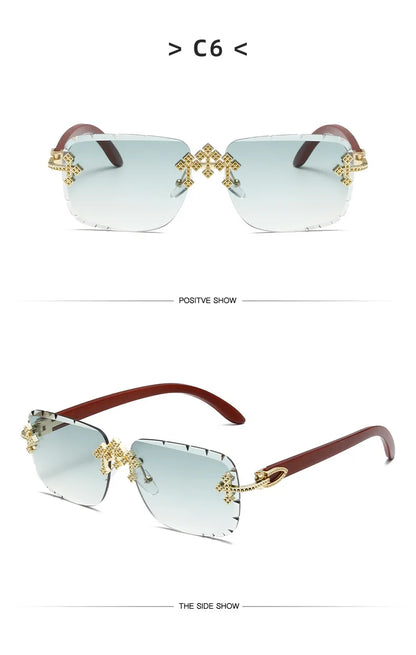 Luxury Steampunk Rimless Square Men Sunglasses UV400