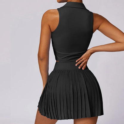 Women Gym Yoga Set Workout Sportswear Fitness Shirts Tracksuit High Waist Skirts Top Suit