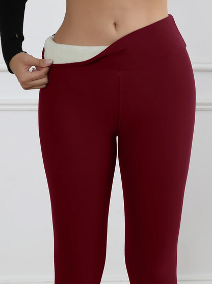 Winter Thermal Fleece Tommy Control Women Leggings Thick Flared Pants High-Waisted