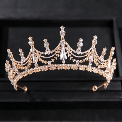 Gold Color Luxury Crystal Wedding Tiaras Crowns Party Rhinestone Prom Bridal Diadem Crown Tiara Hair Jewelry