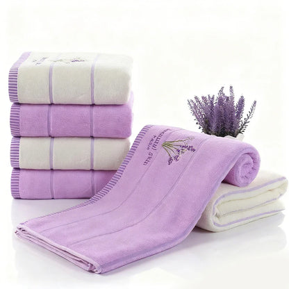 High Quality Towel Cotton Embroidery Lavender Aromatherapy Soft Hand Face Towel Set 34 X 74cm Hand Towel