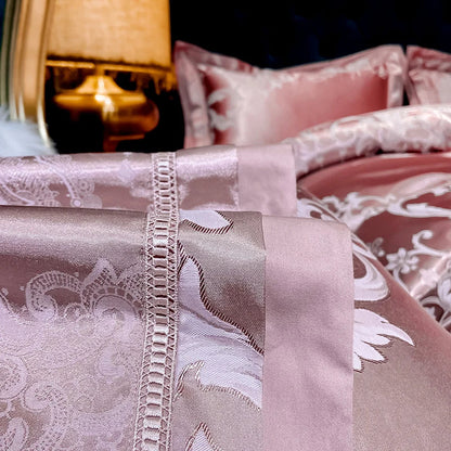 Soft Satin Jacquard Cotton Bedding Set, Luxury Duvet Cover, Blue, Gold, Gray, Queen, King Bed Sheet, Pillowcases, Home Textiles
