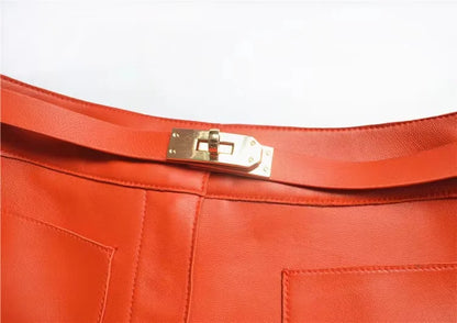 Real Sheepskin Leather Women Shorts