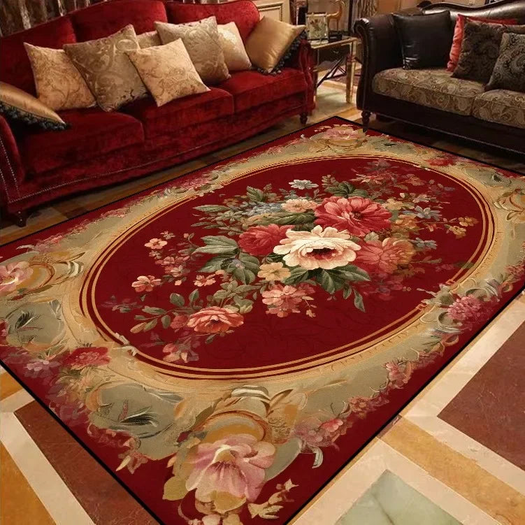 Luxury European Floral Carpets for Living Room Bedroom Carpet Home Floor Mat