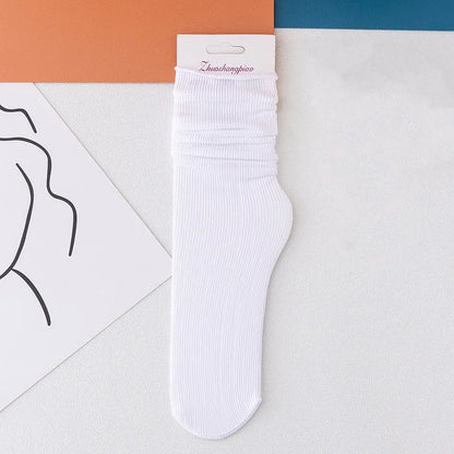 Multicolor Solid Color Ice Silk Velvet Mid Tube Women summer Socks Soft Thin