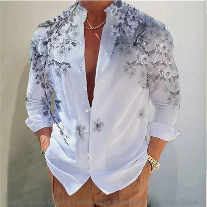 Men's Casual Soft Fabric Shirt Long-sleeved 3D printing XS-6XL