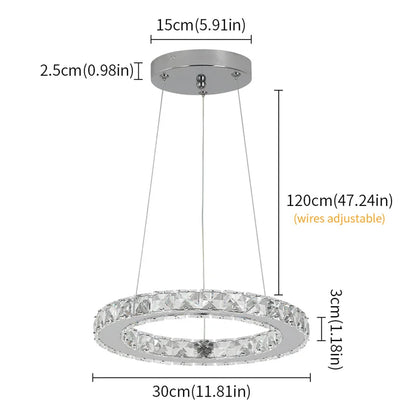 Modern Stainless Steel Ring Led Chandeliers For Dining Room Home Decor