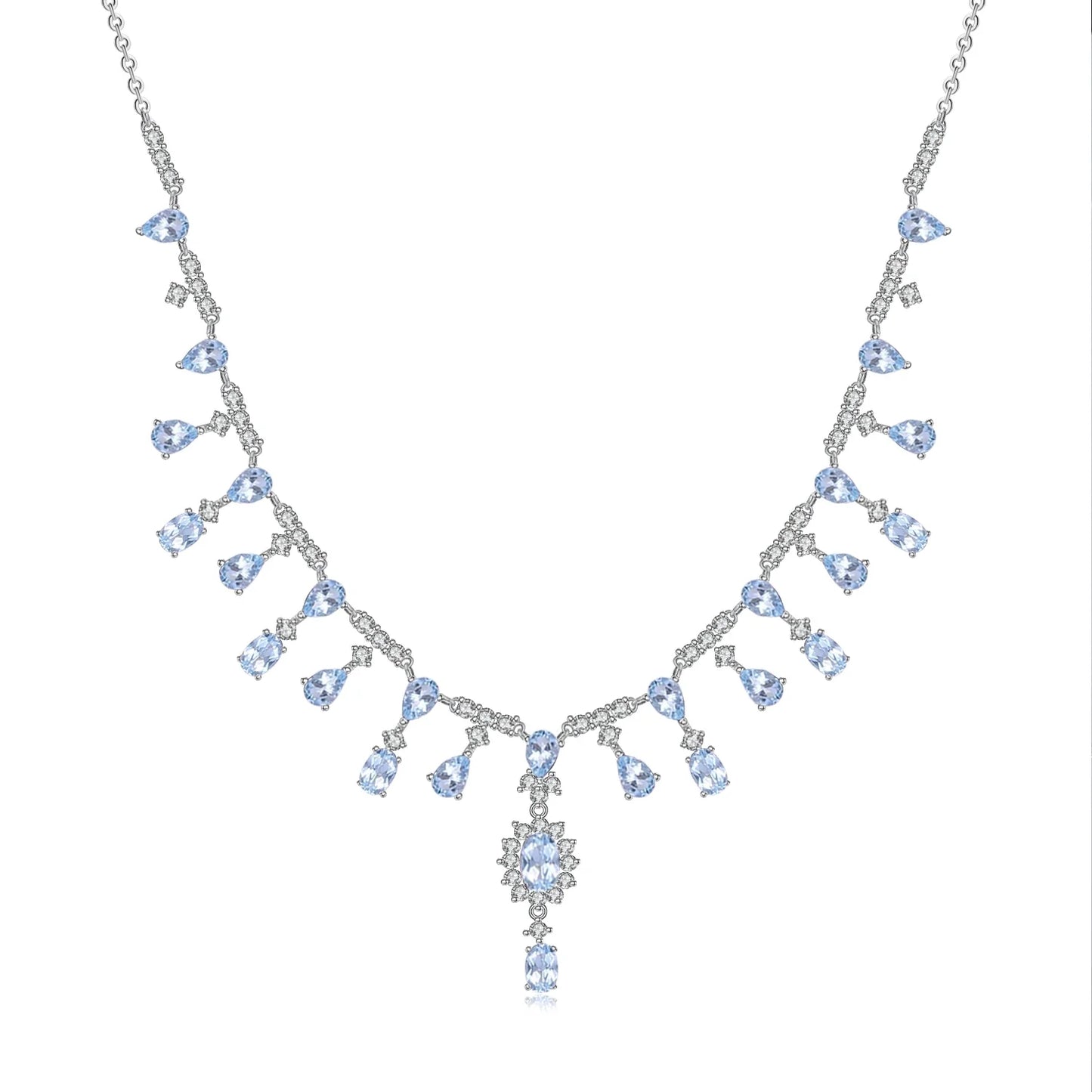 GEM'S BALLET 15.2Ct Natural Red Garnet Gemstone Necklace 925 Sterling Silver Fine Jewelry