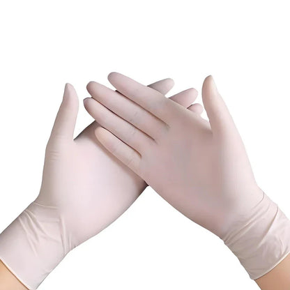100/50/20PCS White Nitrile Gloves Disposable Waterproof Hair Care Tattoos Household Dishwashing Cleaning Tools