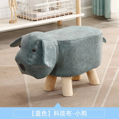 Real Wood Low Stools Creative Animal Elephant Cartoon Family Change Shoe taburete Small Stool ottomans Lovely pouf