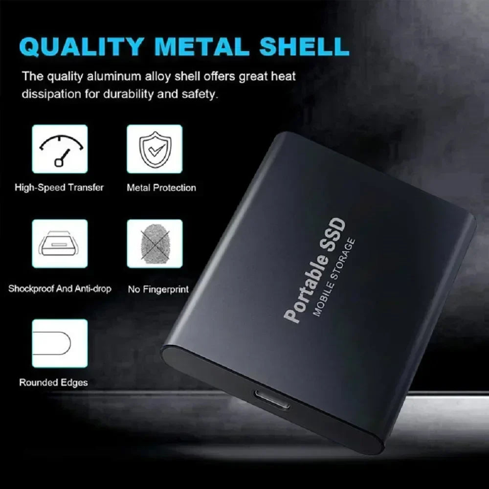 16TB Large Capacity External Hard Drive Quiet Operation Mobile Storage SSD USB3.2 Type-C High Speed Solid Stae Disk For PC MAC