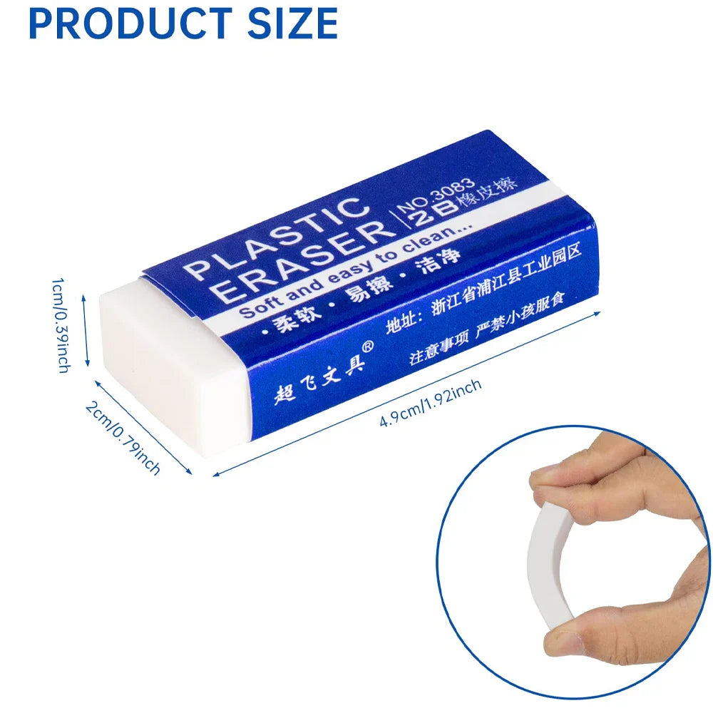 1-90Pcs 2B Pencil Erasers Soft Large PVC Rubber Eraser for School Office Kids Drawing