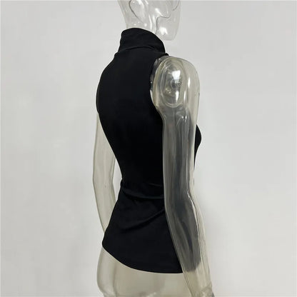 Turtleneck Basic Knit Women Tank Tops