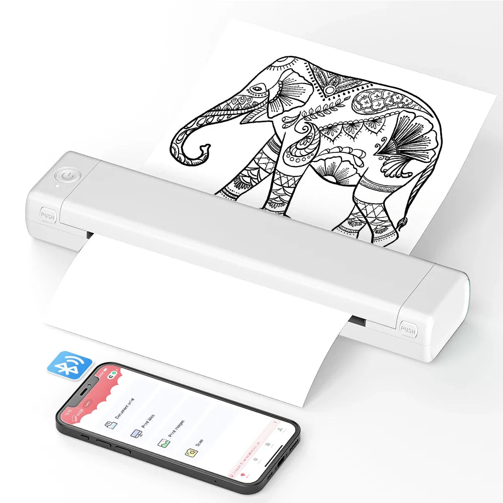 Phomemo M08F A4 Portable Thermal Printer,Supports 8.26"x11.69" A4 Thermal Paper,Wireless Mobile Travel Printers for Car & Office