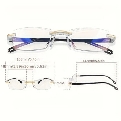 9-Pack Unisex Rectangle Rimless Reading Glasses
