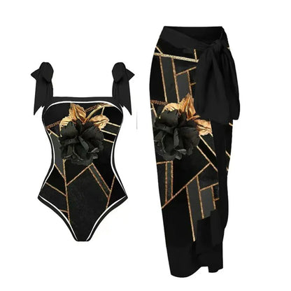 2-Piece Women Brazilian Floral Printed Ruffle Bikinis Strappy Bandage Swimwear