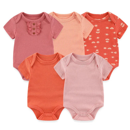 Newborn Print Cartoons Cotton Bodysuits 5Pieces Unisex