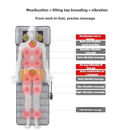 Electric Massage Mattress Full Body with Heating Kneading Vibrating Neck Back Relaxation With Hand Control