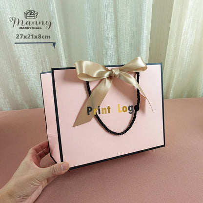 10 Pcs Custom Logo Gift Bag Packaging Box For Small Businesses Valentines Day Paper Bag Favors Boxes Wedding Birthday Flower