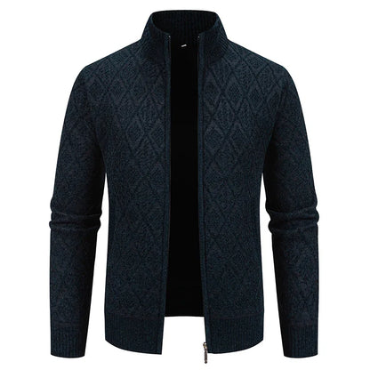 Men's Winter Jacket Thick Warm Casual Fleeced Windbreaker Knitting Jackets Autumn Spring Cardigan Coat Stand Collar