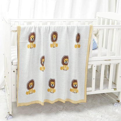 Infant Baby Blankets Cotton Knitted Newborn Girls Boy Bedding Quilt Cute Lions 100*80CM Stroller Swaddling Super Soft Sleep