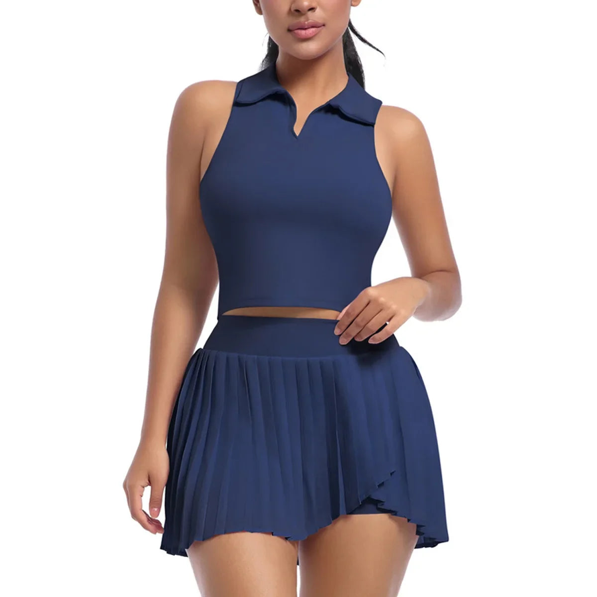 Women Gym Yoga Set Workout Sportswear Fitness Shirts Tracksuit High Waist Skirts Top Suit
